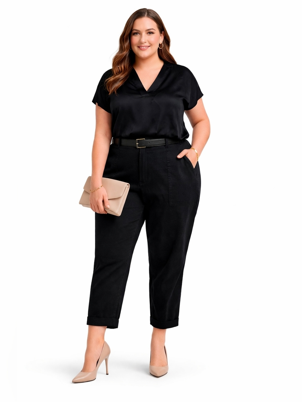 A New Day Black Ankle Pants Size 18 Stretch High Rise Tapered Work